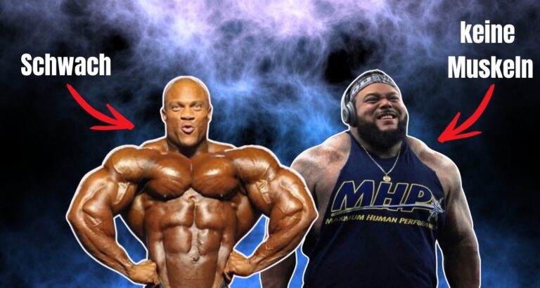 Das Titelbild zum Beitrag "Warum Bodybuilder schwach sind und Powerlifter keine Muskeln haben" zeigt einen Bodybuilder und einen Powerlifter.